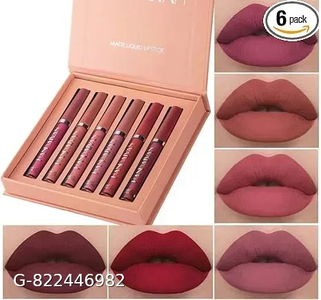 Velvet Matte Lipstick Set of 6 – Book Style Nude Lip Gloss Combo for Women